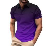 MOKBAY Polo Homme Coton Polyester Rugby Manche Courte Pourpre foncé dégradé Col Mao Fete Mode M Mes Commandes Tee-Shirt Tshirt Polo Securite Vetement Homme Marque Pourpre foncé M