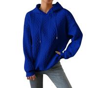 MOKBAY Pull Femme à Capuche Casual Veste Tricoté Chic et Elegant Mode Manche Longue Sweatshirt Automne Hiver Chaud Haut Cadeau de Noel Bleu M