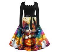 MOKBAY Robe Blanche Halloween Deguisement Sorciere Femme D' Sorcière Squelette Horreur Costume Elfe Pirate Haloween Citrouille Robe Sorciere Malefique Jaune Deguisement Halloween Femme Sexy Jaune XL