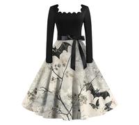 MOKBAY Robe Citrouille Femme Gris Clair Squelette Mariee Haloween Vampire Terrified Sorciere Halloween Soiree Robe Halloween pour Femme Malefique Sang Deguisement Vampire Gris Clair M