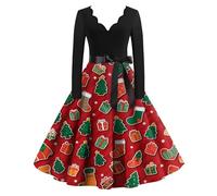 MOKBAY Robe de Mere Noel Femme d'hiver Christmas de Neige Robes Hiver Et Elegante Robe de Noël Et Original Grande Taille Pull Moche de Noel Femme Fête Robes Soiree Rouge 4XL