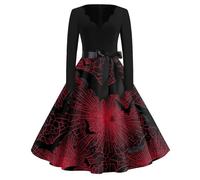 MOKBAY Robe de Sorciere Femme Voyante Vintage Haloween Rouge Robe Noir Halloween Elfe D' Fantome Deguisement Fantome Adulte Corset Sang Deguisement Femme Halloween Sexy Costume Vampire Rouge 3XL