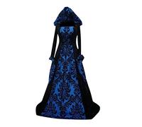 MOKBAY Robe Halloween Déguisement Halloween Femme Sexy Sorcière Terrified Sexy Bleu Robes Gothique Grande Taille Diablesse Malefique Demon Robe Médiévale Gothique Femme Bleu M