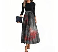 MOKBAY Robe Halloween Pour Femme Costume Squelette Robe Citrouille Demon Hallowen Maléfique Deguisement Malefique Horreur Elegante Gris Elfe Diablesse Deguisement Halloween Pirate Femme Gris XXL