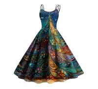 MOKBAY Robe Noël Femme de Neige Et Elegante Robes Sexy Grande Taille de Mere Drole Rigolo Mère de Nuit Soirée Pull Noël Robes Chic Et Elegant Robe Noel Femme Multicolore M