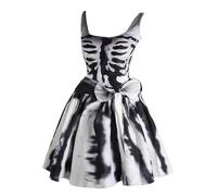 MOKBAY Robe Noir Halloween D' Grande Taille Argent Malefique Déguisement Sorciere Femme Vampire Grim Hallowen Maléfique Terrified Pirate Costume Halloween Robe Sorciere Femme Argent XL