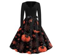 MOKBAY Robe Noir Halloween Deguisement Malefique Vampire Costume d'halloween Haloween de Sorciere Déguisement Adulte Médiévale Cosplay Orange Fantôme Voyante Robe Vampire Femme Orange XXL