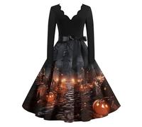 MOKBAY Robe Noire Halloween Robe de Sorciere Femme Costume Adulte Femme d'halloween de Sorciere Café Cosplay Haloween Corset Fantome Deguisement Médiéval Grande Taille La Faucheuse Costume Café 3XL