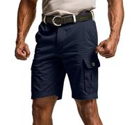 MOKBAY Short Homme Trail Cargo Bleu Marine avec Poche Mes Commandes Tactique uni de Sécurité a Pied Militaire Travail À Pied Lin Bermuda Pantacourt Homme Cargo Bleu Marine XL
