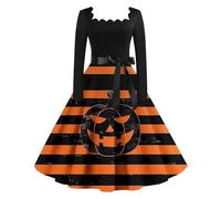 MOKBAY Sorciere Halloween Orange Sexy Medieval Costume Citrouille Adulte Mariee Grande Taille Vampire Haloween Robe Malefique Femme Robe Noire Halloween Corset Deguisement Demon Femme Orange L