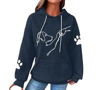MOKBAY Sweat a Capuche Femme imprimé Dog High Five Hoodie Grande Taille Manches Longues avec Poches Casual Motif Pattes de Chien Automne Hiver Chaud et Doux Cordon de Serrage Sweatshirts Bleu Royal S