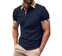 MOKBAY T Shirt Homme Col V Polos Marque Manche Courte Sport Oversized Eponge Col Mao de Golf Bleu Marine Blanc Travail Polo XXL Tee Shirt rayé Rugby Vetement Homme Bleu Marine XXL