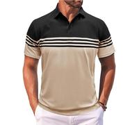 MOKBAY T Shirt Personnalisable Golf Drole Slim Fit M Col Mao Polo Homme Coton Mode rayé Marque Manche Courte Vintage Polo Golf Tee Shirt Personnalisable Beige Chemise Manches Courtes Homme Beige M