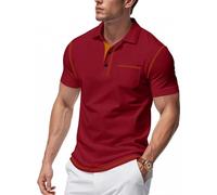 MOKBAY T Shirt Vintage Et Ventes Flash Polo col Mao Vin Manches Courtes Graphic Sport Vetement Homme de Marque Uni M Tee Shirt Humour Polo Homme Vin M
