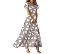 MOKBAY Tenue Femme Chic Et Elegant Vintage Manche Courte Fleurie Boheme Col V Robe de Soirée Kaki D'été Amincissante Mes Commandes Passées Cintrée Robe Longue Femme Chic Et Elegant Kaki XS