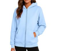 MOKBAY Veste Femme Chic Et Elegant Hoodie Manteau Fine a Capuche Sport Veste Automne Longue Grande Taille Zippée Randonnée d'hiver Bleu Ciel Sweat Capuche Femme Bleu Ciel M