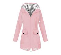 MOKBAY Veste Pluie Velo Blouson Femme Hiver Manteau Mi Saison Sport Rose Longue Automne Coupe-Vent Veste Grande Taille À Capuche en Impermeable Cire Parka Femme Hiver Chaud Imperméable Rose XL