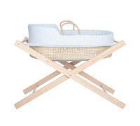 Mokee Couffin pour Bébé en Jonc de Mer avec Support - Panier Moïse avec Matelas, Literie en Coton, Doublure Rembourrée et Support en Bois - Couffin Moïse Naturel (Naturel & Support Naturel)