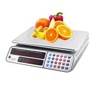MOKEKA Balance électronique professionnelle 40 kg - Haute précision, écran LED, plat en acier inoxydable, balance de banc idéale pour l'alimentation et le commerce, batterie rechargeable