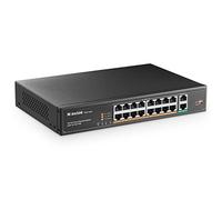 mokerlink 16 Port PoE Switch, 2 Gigabit Uplink Ports, 250W Haute Puissance, Prise en Charge IEEE802.3af/at, Plug-and-Play Non géré monté en Rack