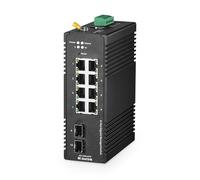 MokerLink 8 Port Gigabit Industrial DIN-Rail Ethernet Switch Managed, 2 SFP Ports, 20Gbps Switching Capacity, Web L2+ Managed IP40 Network Switch, avec Adaptateur Secteur