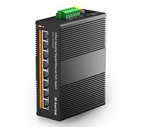 MokerLink 8 Ports Gigabit PoE Switch Ethernet Industriel sur Rail DIN, Alimentation PoE+ de 96W, capacité de 16 Gbit/s, réseau Non géré avec IP40 (de -40 à 185°F), avec Bloc d'alimentation