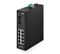 Mokerlink 8 Ports Poe Gigabit Industrial Din Rail Ethernet Switch Management, 2 Ports SFP, ieee802.3af / at, capacité de Commutation de 20 Gbit / s, Commutateur réseau ip40 géré par réseau