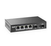 MokerLink Commutateur Ethernet 2.5G 4 Ports avec 2x10G SFP, 4 Ports 2.5G Base-T compatibles avec 10/100/1000Mbps, commutateur réseau métallique Non administrable sans Ventilateur