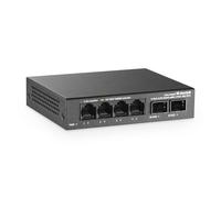 MokerLink Commutateur Ethernet 4 ports 2,5 G avec 2 emplacements SFP+ 10 G, 4 ports Base-T 2,5 G compatibles avec 100/1000 Mbps, taille mini, commutateur réseau sans ventilateur en métal non géré