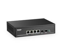 MokerLink Commutateur PoE 2.5G 4 Ports avec Slot 10G SFP+, 4 x 10/100/1000Mbps Compatible 2.5G Base-T, IEEE8023af/at PoE 78W, Metal Ungested Fanless Small Network Switch