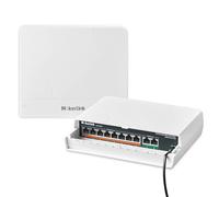 MokerLink Commutateur PoE extérieur à 10 ports, 8 ports PoE+ 100 m, 2 Gigabit Uplink 1000 m, 802.3af/at 120 W, résistant aux intempéries, sans ventilateur non géré Plug and Play