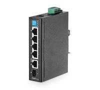 MokerLink Commutateur PoE Gigabit industriel à 6 ports, 4 ports PoE 100/1000 Mbps, IEEE802.3af/at PoE+, 1 Gigabit Uplink, 1 Gigabit SFP, rail DIN en métal et commutateur Ethernet mural, 6*1G POE