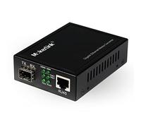 MokerLink Convertisseur Gigabit SFP vers RJ45, convertisseur de média fibre vers Ethernet, port RJ45 10/100/1000 Mbps, fente SFP 1000Base-SX/LX, prend en charge le module MiniGBIC