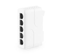 MokerLink Extender PoE 5 ports, IEEE 802.3 af/at/bt 90 W, répéteur PoE 10/100 Mbps, 1 PoE en 4 PoE Out, montage mural et guide de guidage PoE Passthrough Switch
