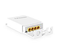 MokerLink Outdoor 4 Port Gigabit PoE Switch/Extender, IEEE 802.3 AF/at PoE Repeater, 10/100/1000Mbps, 1 PoE in 3 PoE Out, Powered by PoE, Wall Mount Waterproof POE Passthrough Switch