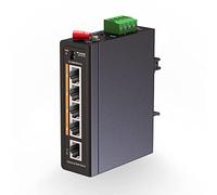 MokerLink Switch Industriel 5 Ports PoE+ sur Rail DIN, 4 Ports PoE+ IEEE802.3af/at, 1 Liaison Montante, Fast Ethernet 10/100 Mbps, Rail DIN et Montage Mural Inclus