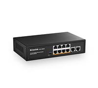 MokerLink Switch Poe Gigabit 10 Ports , 8 GE Poe+, 2 GE Uplink, 10 / 100 / 1000Mbps, 120W 802.3af/at Poe, commutateur Ethernet Plug - and - Play sans Ventilateur