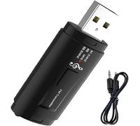 Mokeum Adaptateur récepteur USB Bluetooth 5.0, pour PC, ordinateur de bureau, voiture, appel stéréo FM, allume-cigare, Plug and Play