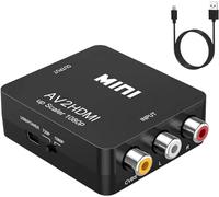 Mokeum Convertisseur RCA vers HDMI, de convertisseur Audio vidéo AV vers HDMI Mini RCA Composite 1080P Compatible avec N64 Wii PS2 Prend en Charge PAL/NTSC pour TV/PC / PS3 / STB/Xbox/Magnétoscope