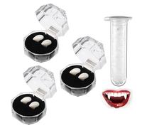 Mokeum Dents de vampire d'Halloween, 3 tailles de crocs de vampire, accessoires de fête cosplay, fête d'Halloween, crocs de vampire pour enfants/adultes, décoration de fête d'Halloween
