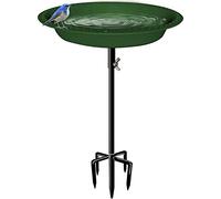 Mokeyder Bain d'oiseaux amovible de 73,6 cm de hauteur avec support en métal, bol ovale pour oiseaux et mangeoire à oiseaux avec base à 5 dents pour jardin extérieur, vert