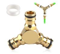 MOKIDO Raccord en Y en laiton 1/2" pour tuyau d'arrosage, raccord Gardena à 3 voies, raccord en Y, compatible Gardena, raccord d'eau en T