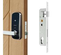 MOKIDO Serrure à larder en acier inoxydable 85/25 | Serrure à cadre tubulaire pour porte d'entrée, portail de jardin, porte de chambre | Serrure de porte DIN L/R | Boîtier de serrure pour portes