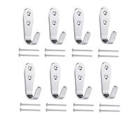 Mokife Patere Murale Porte Manteau, 8 Crochets Muraux Inox Brossé Lourd Métal Petit J Crochet Simple pour Suspendre des Vêtements Vestes Peignoirs Serviettes Chapeaux Clés Sacs Tasses, Argent