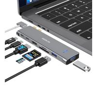 MOKiN Adaptateur USB C multiport 7 en 2 pour MacBook, dongle Mac avec HDMI 4K, USB 3.0, TF/SD, Thunderbolt 3 et PD 100W, hub USB-C pour MacBook Air/Pro M1/M2/M3