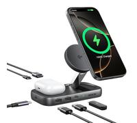 MOKiN Chargeur sans fil USB C 15 W, support de charge certifié Magsafe Qi2 avec HDMI 4K @ 60 Hz, PD 100 W, USB C/A 10 Gbit/s et socle de charge 5 W, station d'accueil pour ordinateur portable pour