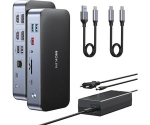 MOKiN DisplayLink Station d'accueil pour MacBook Pro-Air, 15 en 1 DisplayLink Station pour Deux écrans, USB C Dock avec 2 HDMI, 2 DisplayPort, 2,5 Gbit-s Ethernet, USB 3.1-3.0-2.0