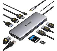 MOKiN 12 en 1 Station d'accueil USB C PC Portable Double Monitor with 2 HDMI, DisplayPort, 100W PD, 4 USB,Gigabit Ethernet,SD/TF,Audio Port,USB C Hub Multiport Adapter for HP/Dell/Lenovo