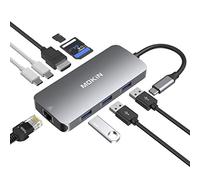 MOKiN - Hub USB C 9 en 1 avec port Ethernet, 4 K, USB C vers HDMI, 3 ports USB 3.0, charge de 100 W, lecteur de carte SD/TF pour MacBook Pro et autres ordinateurs portables