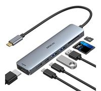MOKiN Hub USB C Adaptateur HDMI pour MacBook Pro/Air, Dongle USB C 7 en 1 avec HDMI, lecteur de carte SD/TF, port de données USB C, PD 100 W et 2 USB 3.0 compatible avec MacBook Pro/Air, Dell XPS,